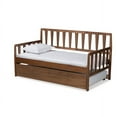 thumbnail image 2 of Baxton Studio Midori Modern and Contemporary Transitional Walnut Brown Finished Wood Twin Size Daybed with Roll-Out, 2 of 7