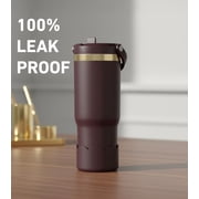 Hydrapeak Nomad 32 oz Tumbler with Handle and Straw Lid, Scallop Silicone Boot, Gold Trim, Leakproof, Double Insulated Stainless Steel Cup, Whisper Pink