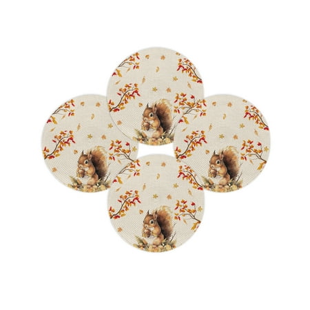 Fall Round Placemats Set of 4 Maple Leaf Tree Branch Place Mats Thanksgiving Woven Placemat Cute Squirrel Pine Cone Circle Braided Table Mat for Kitchen Dining Table Autumn Party Home Decor 15 Inch Fall Round Placemats Set of 4 Maple Leaf Tree Branch Place Mats Thanksgiving Woven Placemat Cute Squirrel Pine Cone Circle Braided Table Mat for Kitchen Dining Table Autumn Party Home Decor 15 Inch