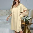 thumbnail image 2 of GHSOHS Robes for Women Nightgown Womens Robes Solid Color Ice Silk Nightdress Summer Short Sleeve Women's Gown Sleepwear Sleepshirt Robe Pajamas Nightgown Homewear Lingerie, 2 of 5