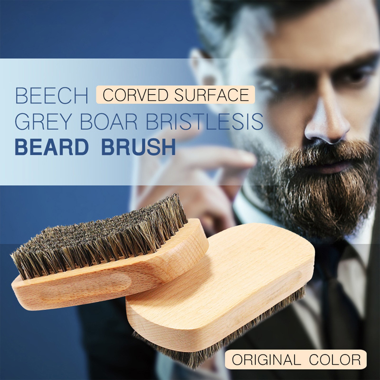 Siquannnn Beard Brush Boar Bristles Brush For Men Wooden Made With Firm ...