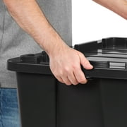 IRIS 27 Gal/108 Qt Large All-Weather Heavy-Duty Stackable Storage Plastic Bin Tote Container with Quick Snap Lid, 4Pk