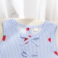 thumbnail image 4 of Faraee Toddler Girl Clothes Baby Strawberry Print 2 Piece Stripe Summer Outfits Ruffle Hem Vest Shirt Tank Tops Shorts Set (18-24M,Blue), 4 of 7