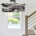 thumbnail image 5 of Kitchen Valances for Window, Modern Abstract Marble Texture Light Filtering Rod Pocket Valance Curtain, Black Gold Stripe Water Ripple Short Curtains Window Topper for Bedroom 42x12in, 5 of 9