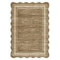 thumbnail image 6 of GlowSol 9'x12' Scalloped Washable Area Rugs for Living Room, Modern Bordered Distressed Rug, Non-Slip Low Pile Carpet for Dining Room Home Office, Brown, 6 of 7