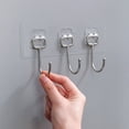 thumbnail image 3 of Gancho adhesivo fuerte sin perforaciones para colgar en la puerta, ropa, toalla, cocina, transparente, sin costuras, con fila de ganchos adhesivos, 3 of 5
