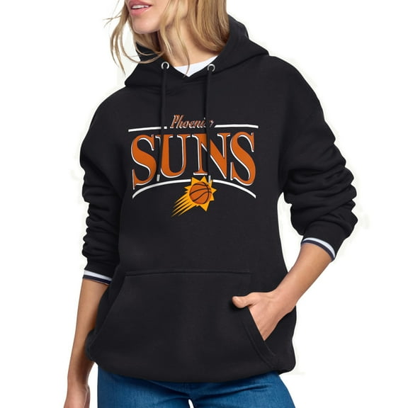 Women's Starter Black Phoenix Suns Arch Stripe Fleece Hoodie