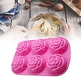 thumbnail image 2 of 6-Cavity Rose Flower Silicone Mold, Food Grade Non-Stick Baking Mold, Reusable 3D DIY Mold for Cake Fondant Chocolate Home Kitchen Decor, 2 of 7