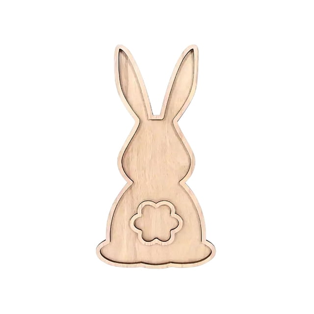 Pisexur Batería de cocina Bandeja de conejito de Pascua, platos de postre de frutas, bandeja de comida para bebé, adorable decoración de madera para la cocina del hogar