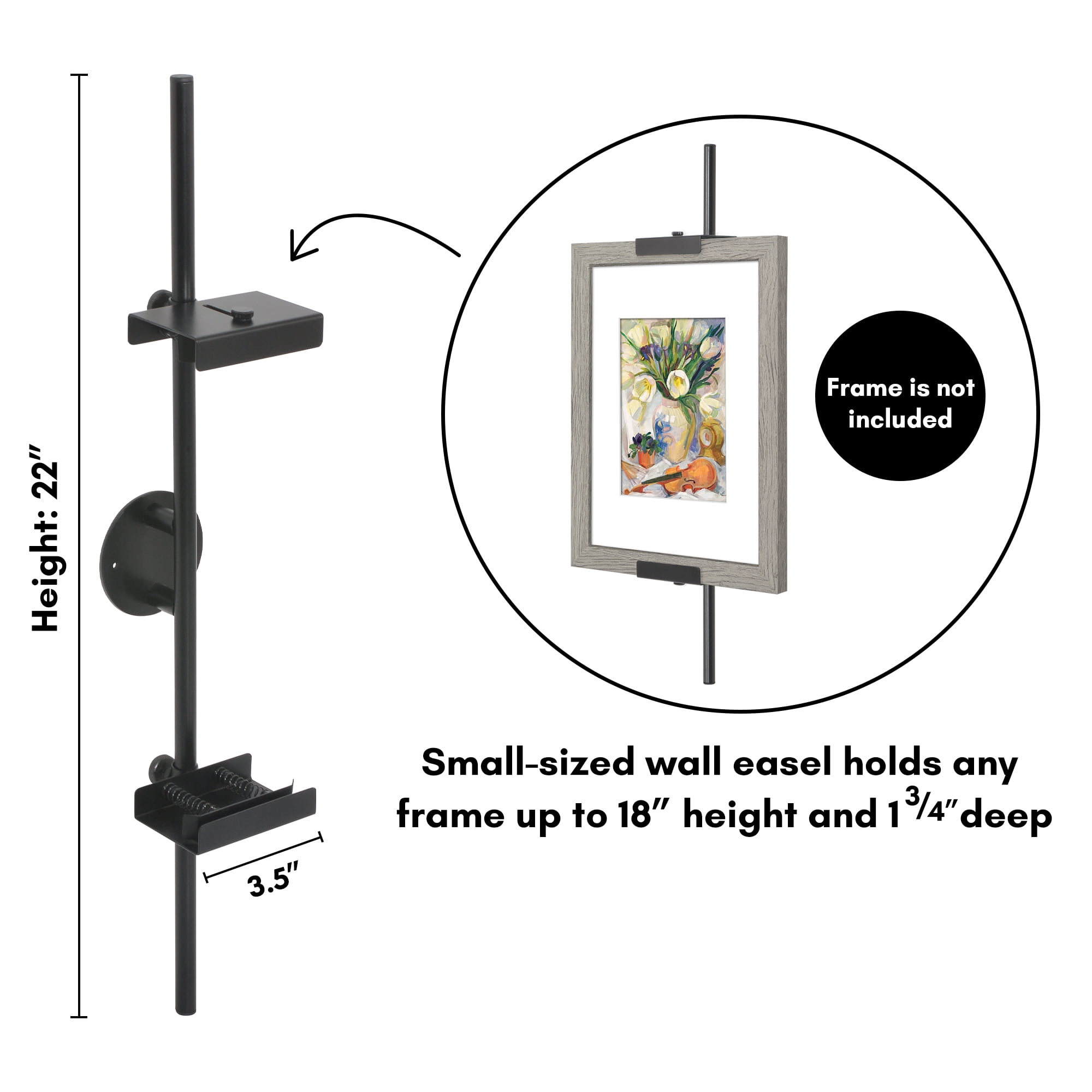 Americanflat 30" Wall Mounted Picture Frame Stand and Artwork Easel Adaptive Clamps Ideal for 20x30 Frame - Black