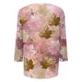 thumbnail image 6 of Women's 3/4 Sleeve Tops Crewneck Fall Leaf Print Casual Shirts Loose Fit Outdoor Work Sports Party Pullovers Light Gray 5XL, 6 of 6
