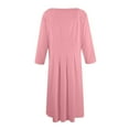 thumbnail image 5 of LISTHA Women's A-Line Swing Midi Dress 3/4 Sleeve Casual Formal Pink S, 5 of 5