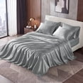 thumbnail image 3 of Regency Heights Grey Satin Sheet Set Queen Size, 6-Piece Silky Bed Sheets with 16" Deep Pocket Fitted Sheet, 3 of 10
