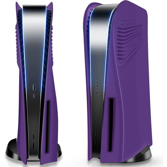 Enhanced Console Cover Plates for PS5 Disc Edition Durable Shockproof Faceplate with Fan Vents, Anti-Scratch Protection, and Sleek ABS Shell for PlayStation 5-Purple