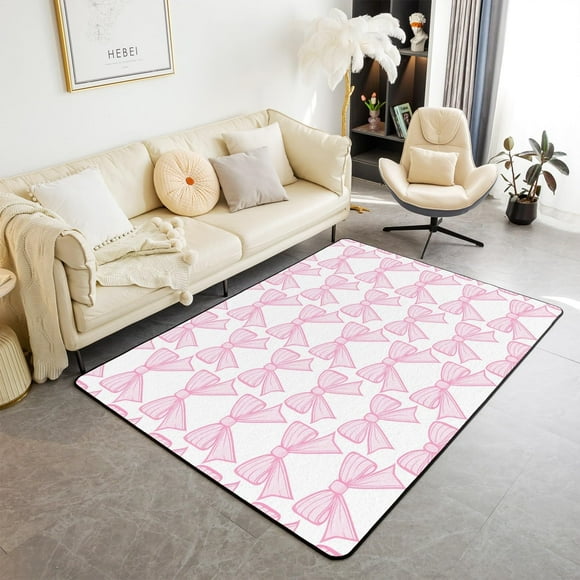 jejeloiu Princess Accent Rug Area Rug 3x5 for Kids Bow Living Room Rugs Boys Girls Bowknot Accent Rug Cartoon Bow Decorative Rug