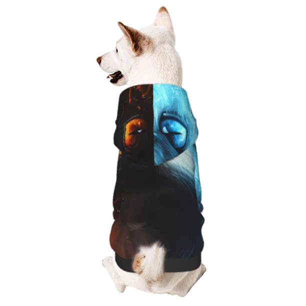 Balery Red And Blue Fire Cat Sudadera con Capucha para Perros Pequeños – Ropa para Mascotas, Disfraz para Perros y Gatos, Ideal para Fiestas y Cosplay-Large