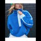 thumbnail image 4 of Suéter de Media Cremallera para Mujer, Sudadera Suave de Gran Tamaño con Bolsillos, Suéter Cálido Azul L, 4 of 10