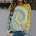 thumbnail image 2 of RYRJJ Womens Tie Dye Crewneck Pullover Shirt Lightweight Sweatshirt Casual Loose Trendy Fall Gradient Color Long Sleeve Tops(Yellow,M), 2 of 5