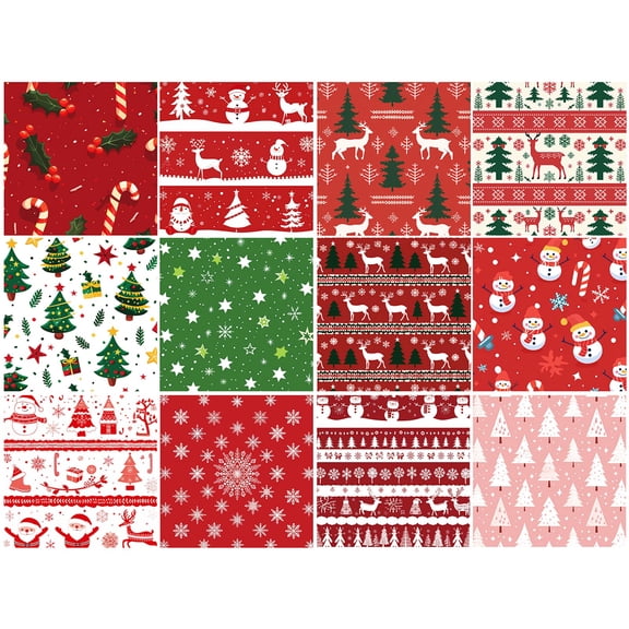 Wrapping Paper Sheets Pack of 12 Festive Christmas Designs for Crafts and Gifting