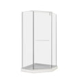 thumbnail image 3 of JimsMaison 34.75" W x 72" H Frameless Neo-Angle Pivot Shower Door with 1/4" (6mm) Clear Tempered Glass, Matte White, 3 of 6