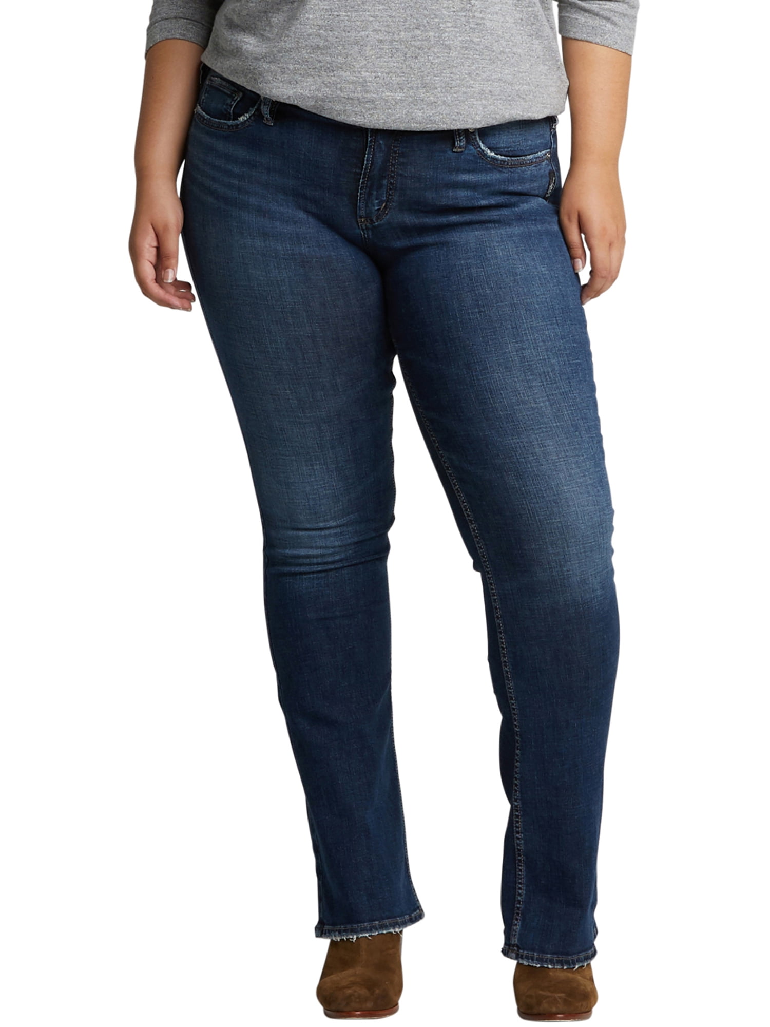 Womens Silver Jeans Capris Mid Rise Suki Cropped Stretch Jean Plus 14,16,18,20 