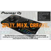 Pioneer DDJ-FLX10 4-Channel Professional DJ Controller - Black Bundle with Case, Laptop Stand, HDJ-CUE1 Headphones, XLR Microphone Cable, and Austin Bazaar Polishing Cloth