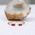 thumbnail image 3 of Ruby Cuff Ring, Baguette Ruby Open Band Ring, 18k Gold Plated Ring, Two Stone Ring, Dianty Stackable Ring., 3 of 5
