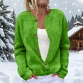 thumbnail image 2 of Women's Cardigan Long Sleeve Lightweight Fun Christmas Print Jacket, A Casual and Button-Up Top for Holiday Season,Dark Green,2XL, 2 of 6