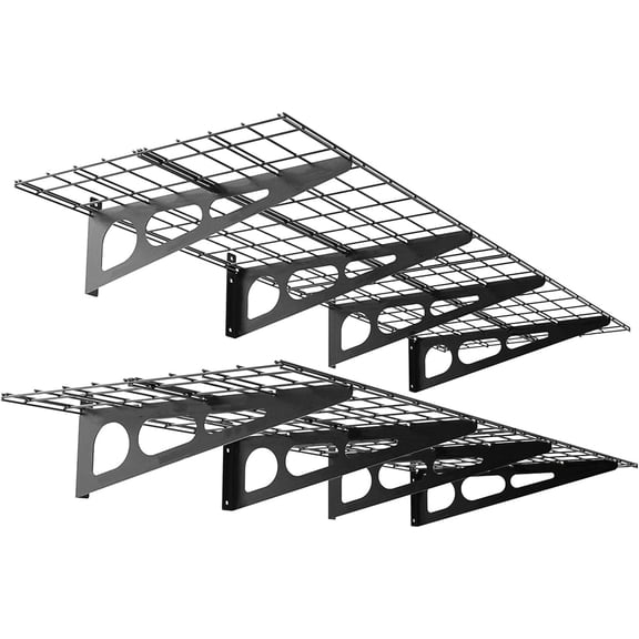 Accreate 2 Pack 2x6ft Garage Wall Shelves, 1600lbs Heavy Duty Wall Mounted Garage Shelving, 24"x75" Floating Storage Rack with Adjustable Distance for Garage Organization, Kitchen, Laundry, Black