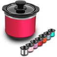 thumbnail image 1 of TEMOGU-Mini Slow Cooker, 0.65 Qt Capacity small slow cooker, Ceramic Pot, Nutrient Loss Reduction, For Sauces, Stews & Dips, Rose Red Exterior, Round, 1 of 4