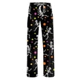 thumbnail image 6 of Zydvens Women's Halloween Pajama Pants - High Waisted Wide Leg Lounge Pants with Pockets - Elastic Drawstring Soft Sleepwear PJ Bottoms - Spooky Skeleton Ghost Pumpkin Printed Lounge Underwear S-3XL, 6 of 7
