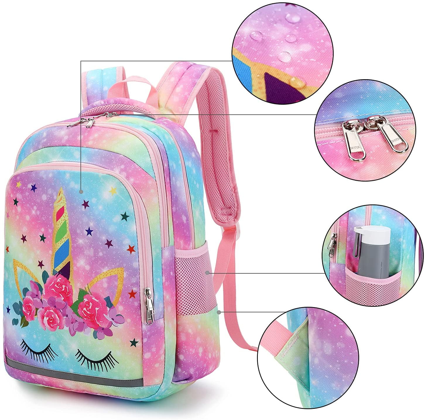 CAMTOP Backpack for Kids Girls School Backpack with Lunch Box Preschool Kindergarten BookBag Set Y0058-2 Galaxy-Rainbow 