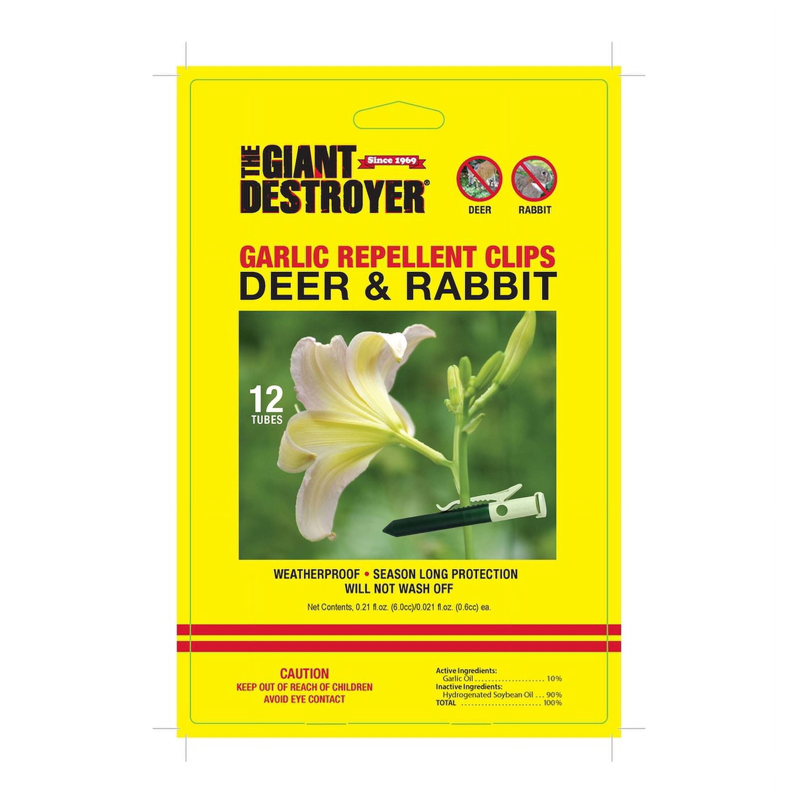 The Giant Destroyer Deer and Rabbit Repellent Clip - Garlic Oil Scent - 12 Pack