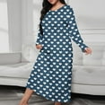 thumbnail image 2 of BiZtdJrK Womens Plus Size Casual Nightgowns Heart Printed Crew Neck Long Sleeve Maxi Dresses Lightweight Loose Fall Sleepdress Valentine's Day Gifts Dark Blue L, 2 of 7