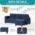 thumbnail image 3 of Walsunny 69" Convertible Sectional Sofa Couch with Storage Ottoman,L Shaped Sofa with Removable Pillows & Linen Fabric, Modern 3-Seat Couch with Reversible Storage Chaise,Blue, 3 of 8