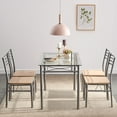 thumbnail image 1 of VECELO 5 Piece Dining Table Set, Glass Top Table with 4 Chairs for Kitchen Breakfast Furniture, Silver, 1 of 9