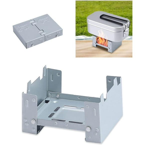 Collapsible Alcohol Stove with Lunch Box and Shelves, Pocket Burner, Solid Alcohol Fuel, Collapsible Stove, Mini Camping Stove, for Solo Camping, Hiki