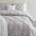 thumbnail image 5 of Pinch Pleat Duvet Cover Set, 3Pc Luxurious Premium Pintuck Style Comforter Cover, 5 of 18