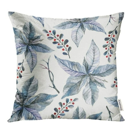 International Silver Orange Blossom - YWOTA Black Christmas Watercolor with Hand Silver Poinsettia Gray Winter Star Beautiful Berries Bloom Blossom Pillow Cases Cushion Cover 18x18 inch