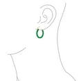 thumbnail image 3 of Bling Jewelry Womens Green Jade Gemstone Bamboo CZ Hoop Earrings 14K Gold Plated, 3 of 4