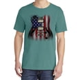 thumbnail image 2 of Wild Bobby, Flag Guitar, Streetwear, Garment-Dyed Washed Look Short Sleeve T-Shirt, Emerald, Large, 2 of 3