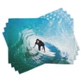 thumbnail image 1 of Ambesonne Ride the Wave Place Mats Set of 4, Wave Surfer Sport, Standard Size, Sky Blue White, 1 of 6