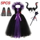 thumbnail image 1 of Disfraz de Halloween de maléfica para niñas, vestido de lujo para bautizo, Glam Gownprom, Cosplay para niños, ropa de bruja de Reina demonio, negro, 1 of 2