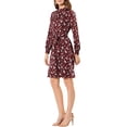 thumbnail image 5 of MODA NOVA Juniors Floral Flare Tie Waist Keyhole Back Mock Neck Long Sleeve Dress, 5 of 8
