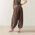 thumbnail image 4 of Women's Solid Color Casual Loose Elastic Waist Drawstring Harem Casual Pants Sweatpants plus Size Women Women's Pants Casual Elastic Waist Women Yoga Pants plus Size Casual Pants Rompers for Women, 4 of 9
