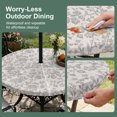 thumbnail image 5 of Round Outdoor Tablecloth with Umbrella Hole and Zipper, Farmhouse Flower Tablecloth with Elastic Waterproof, Botanical Vintage Grey Leaf Plant Patio Table Covers for 36" - 44" Picnic Pool Tables, 5 of 9