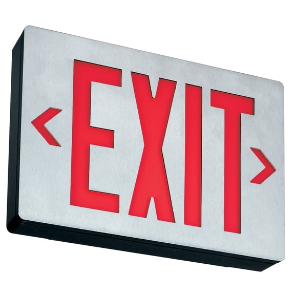 Lithonia Lighting LE S 1 R EL N SD LED Aluminum Emergency Exit Sign, 2 watts, Silver CA3