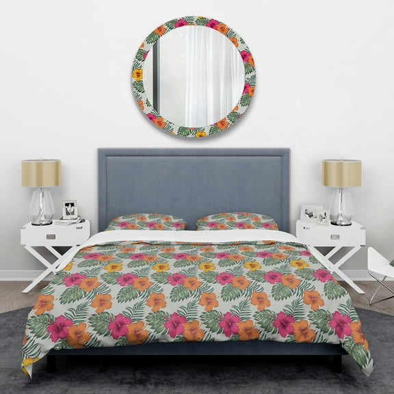 Designart 'Retro tropical Leaves III' Mid-Century Modern Duvet Cover Set