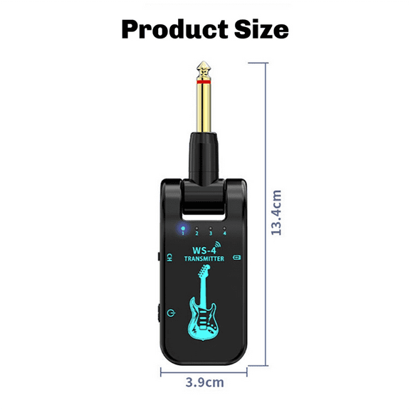 2.4G WS-4 Wireless Guitar System Transmitter Receiver for Electric Bass 48K/16bit Real-Time Transmission