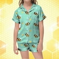 thumbnail image 2 of LUOGENLI Girls Pajamas Size 7-36 Silk Kids V Neck Printed Short Pajama Set Comfortable Sleepwear for Boys and Girls Soft Loungewear for Everyday Wear Girls Pajamas Size 16 Green Size 6-7 Years, 2 of 4